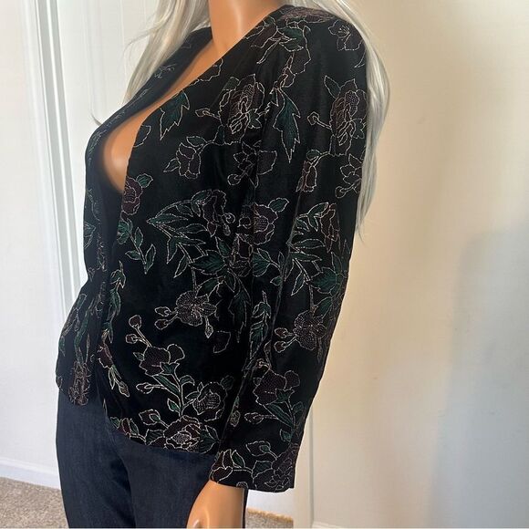 Vintage Burnout Velvet Blazer Size 12P Floral Jacket Boho Goth Whimsigoth 90s - Picture 3 of 9